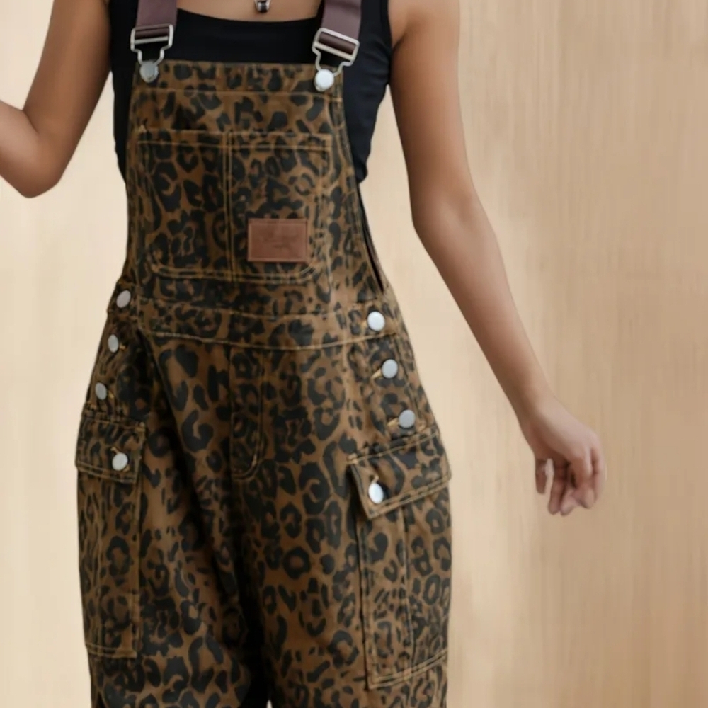 Leopard Print Overalls
